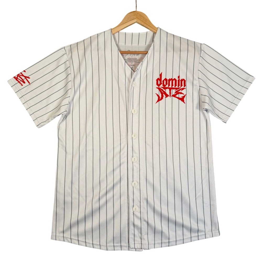 Stray Kids Baseball Jersey Mens L White dominATE World Tour Merch Pinstripe 8